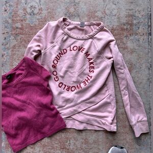 Old Navy Pink and Purple Kids Sweatshirt Babydoll Tee Set Art Class Girls 6-7